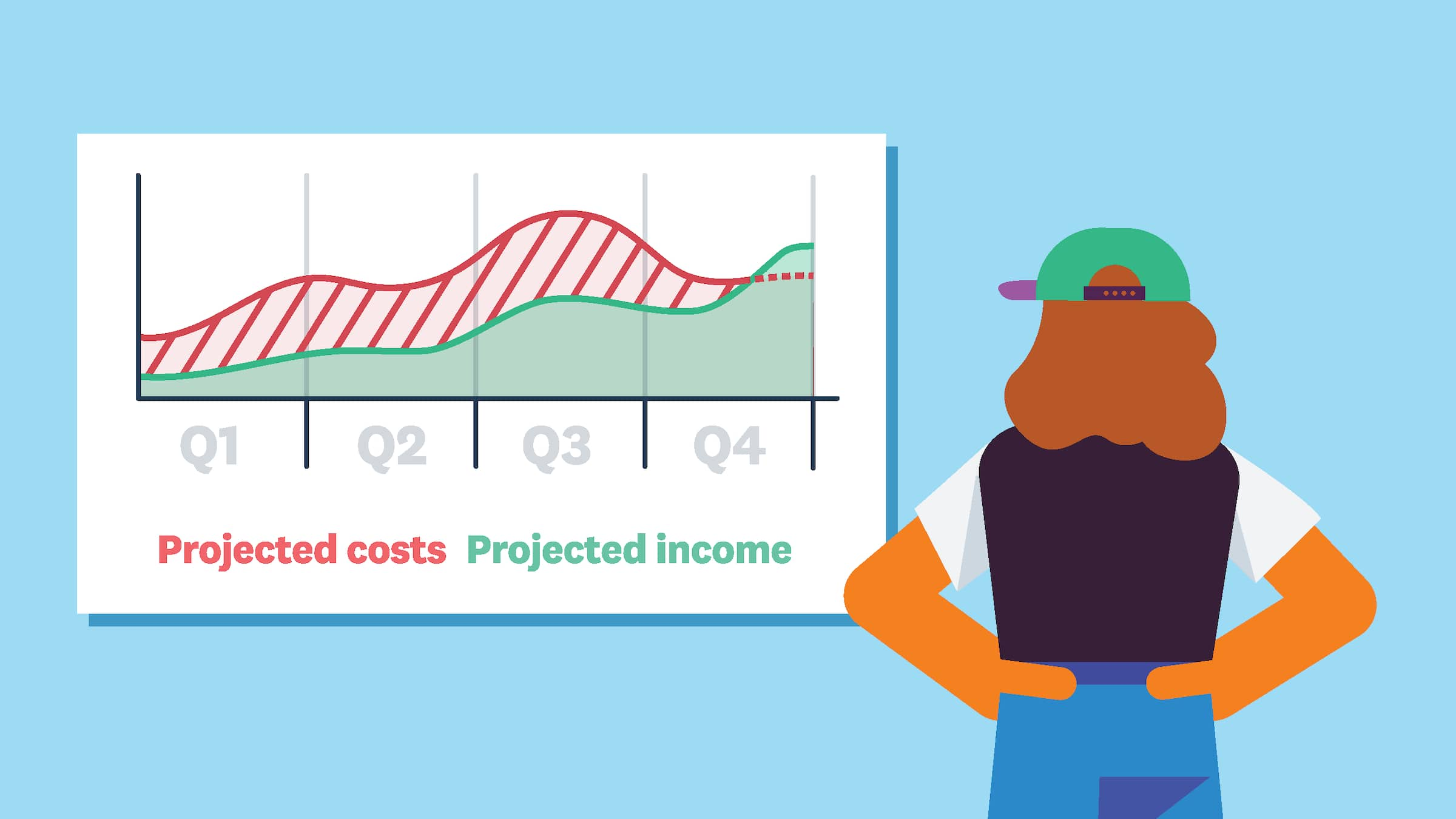 A person looks at charts of their business financial performance. 